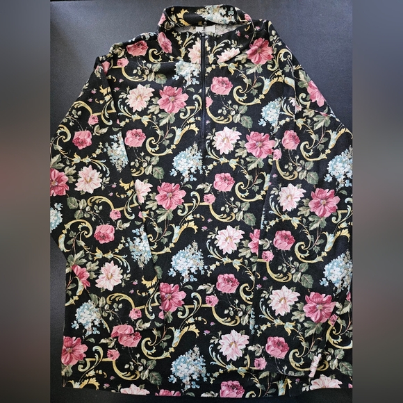 Vintage - Incognito Floral Top w Zipper - Size L- NWOT - Picture 7 of 8